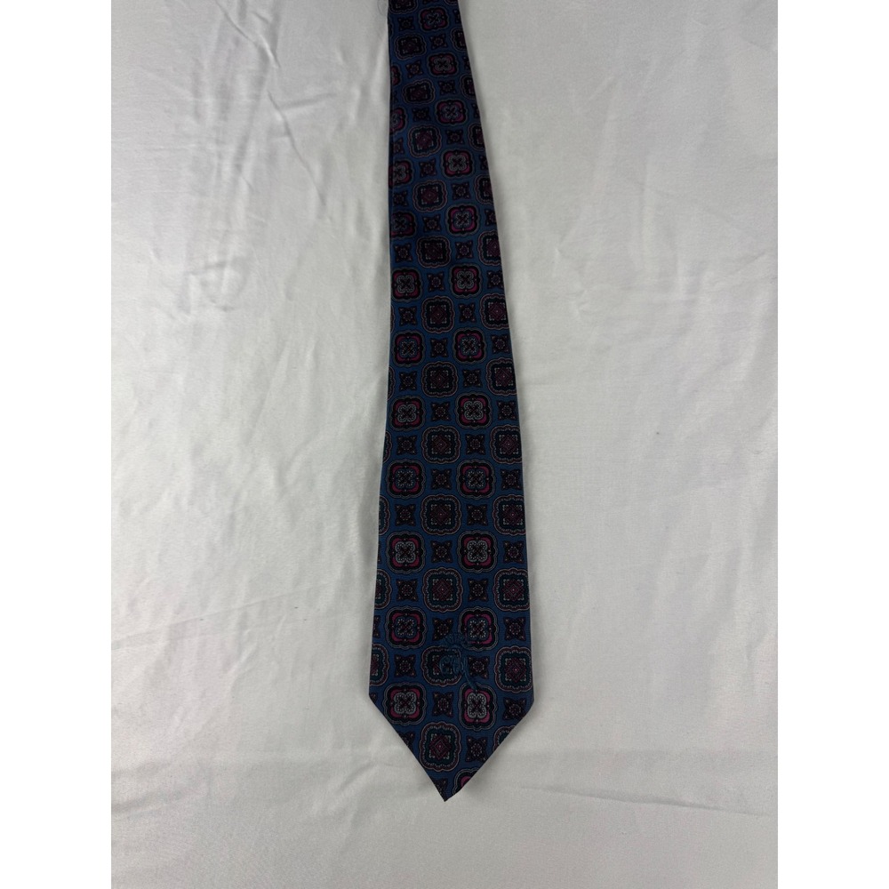 Countess Mara Silk Necktie Blue Geometricโ Pattern Luxury Mens Formal
